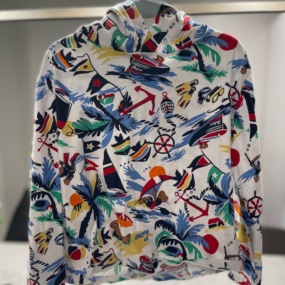 Boys Ralph Lauren Multi Color hooded T Shirt size 5
